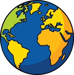 Cartoon Globe of Earth on White Background