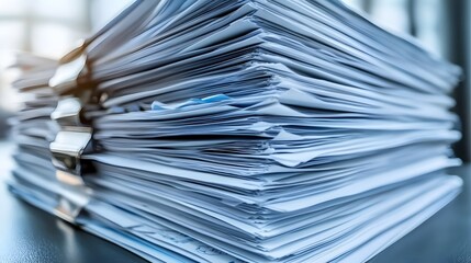 Massive Stack of Documents Papers Office Files  Business Papers