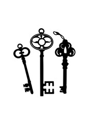 Vintage Skeleton Key Silhouettes