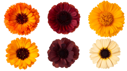 set of flowers isolated
