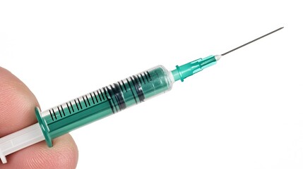 Closeup Green Syringe Medical Injection Needle Healthcare