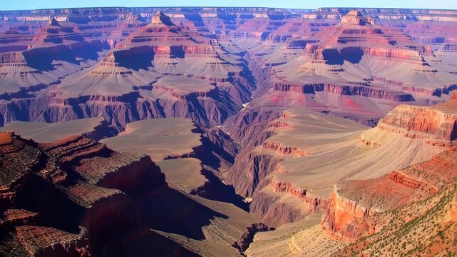 High-angle view of the Grand Canyon.  Colorful rock formations and canyons