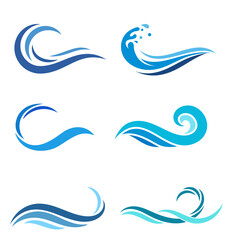 Obraz premium Blue Ocean Wave Symbol Vector Illustration
