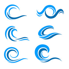 Naklejka premium Blue Water Wave Icon Vector Design