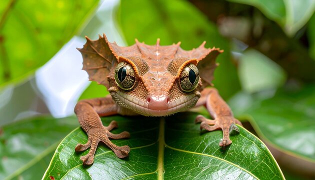 Close-up of a gecko on a leaf