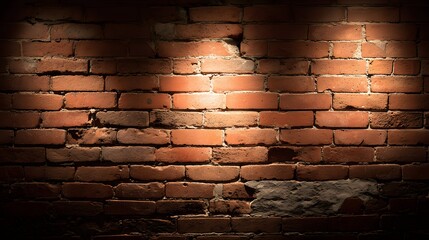 Aged brick wall highlighted by spotlights.