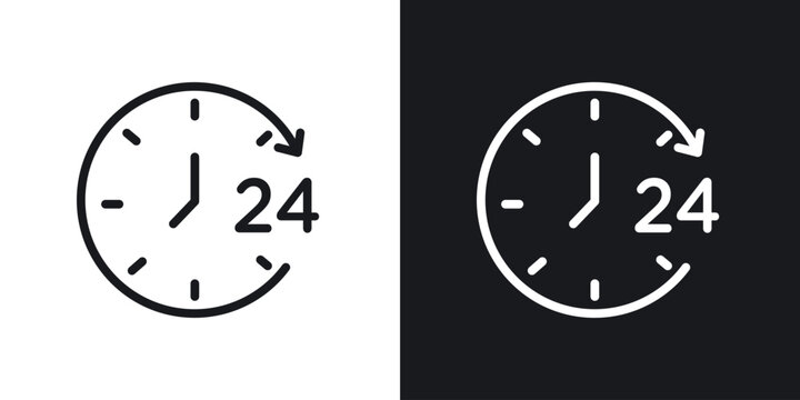 Time twenty four icon web design element. line icon