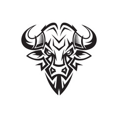 Obraz premium Bold Buffalo Head Silhouette Vector - Bison Illustration for Logo Design, Tattoo Art, Tribal Emblem, Wildlife Graphic, and Decorative Artwork