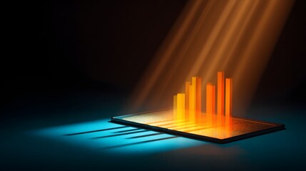 Illuminated bar graph on a tablet.