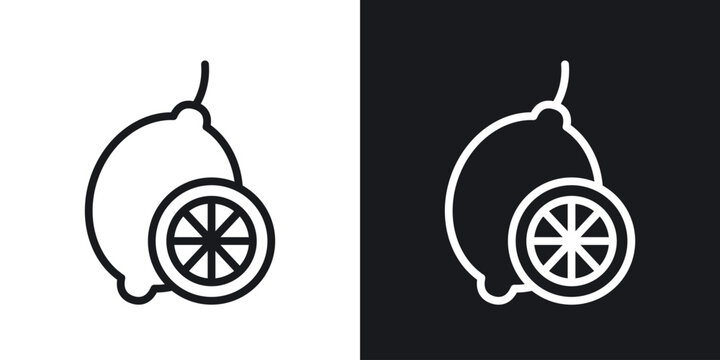 Lemon icon web design element. line icon