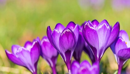 Fototapeta premium Close-up of vibrant purple crocuses