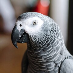 Obraz premium Close-up of a grey parrot's head