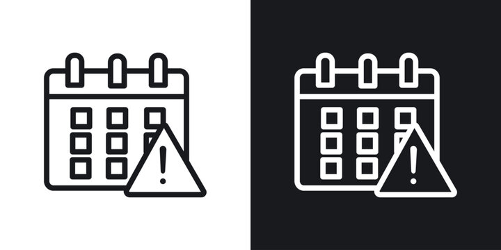 Calendar exclamation icon web design element. line icon