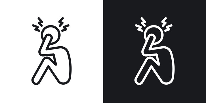 Anxiety or stress icon web design element. line icon