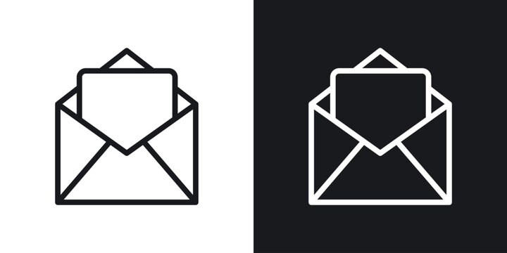 Open envelope icon web design element. line icon