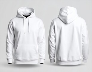 A blank white hoodie on the front and back, ready for mockup or custom design. Comfortable and versatile casual wear, perfect for fashion brands, promotions, or personal designs.,white t shirt