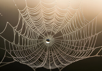 Intricate Spider Web with Dewdrops