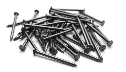 Black nails on white background