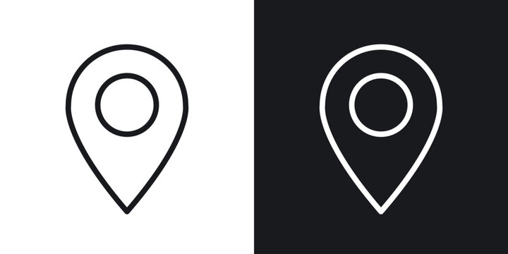 Map marker icon web design element. line icon