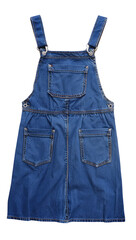 A denim overall dress,  light blue,  front view