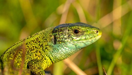 Fototapeta premium Close-up of a lizard in grass