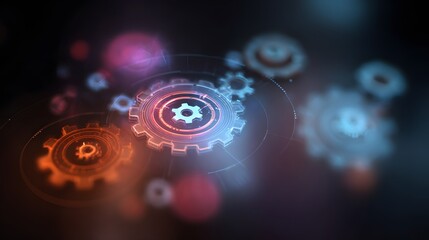 Obraz premium Abstract digital graphic of interconnected gears.