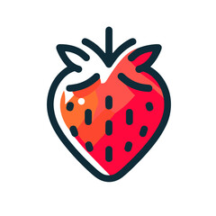 Stylized strawberry icon with colorful gradient and outline, copy space