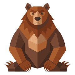 vector illustration of bear, sitting, flat design