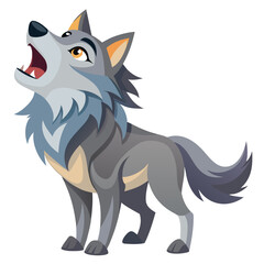 vector illustration of wolf, stalking, cartoon