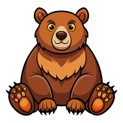 vector illustration of bear, sitting, cartoon
