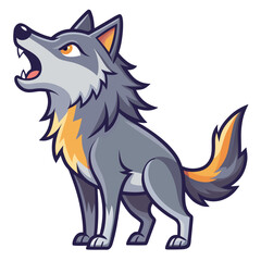 vector illustration of wolf, howling, cartoon