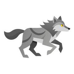 vector illustration of wolf, running, flat design