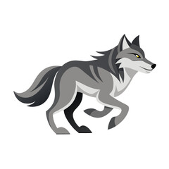 vector illustration of wolf, running, abstract