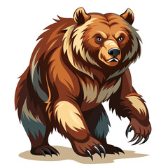 vector illustration of bear, walking, watercolor