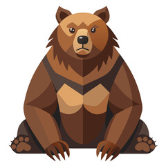 vector illustration of bear, sitting, flat design