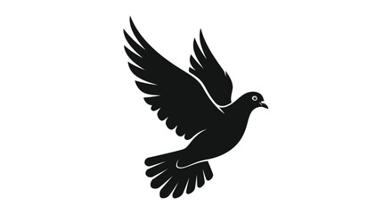 Obraz premium Vector illustration of silhouette of a dove flying with wings spread isolated on white background
