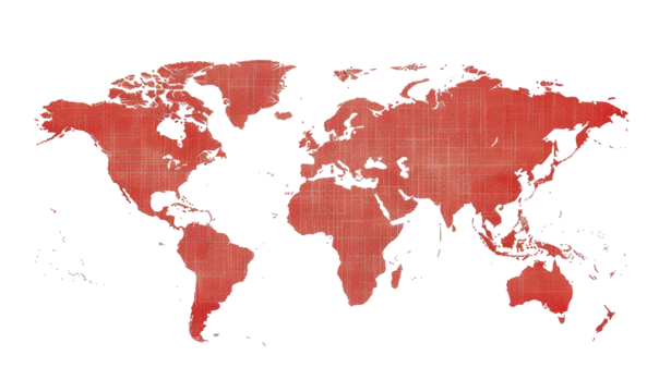 World map, terracotta colored, textured