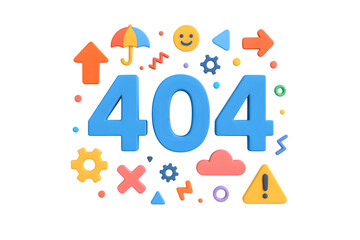 Minimal White Background 3D 404 Error with Icons
