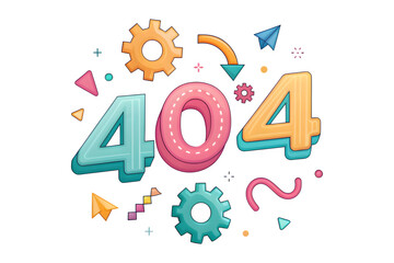 3D Typography Style 404 Error Page Concept