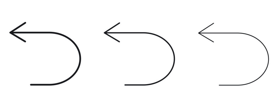 Undo icon logo black pictogram set. Graphic simple vector icon