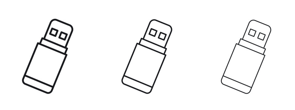 USB pendrive icon logo black pictogram set. Graphic simple vector icon