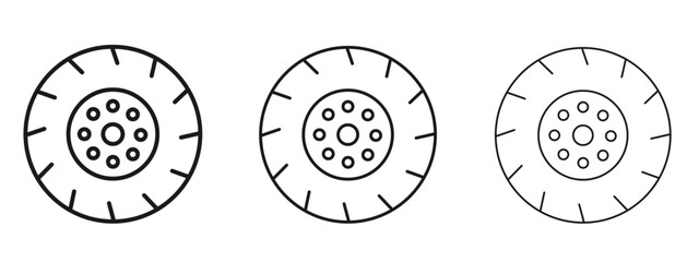 Tire icon logo black pictogram set. Graphic simple vector icon