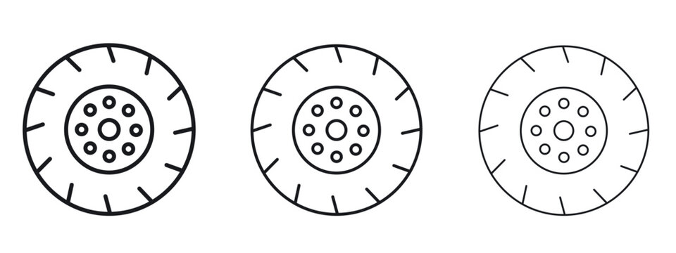 Tire icon logo black pictogram set. Graphic simple vector icon