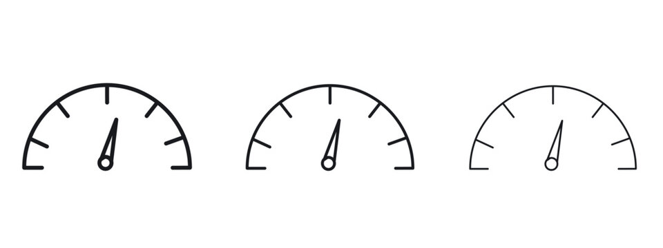 Tachometer icon logo black pictogram set. Graphic simple vector icon