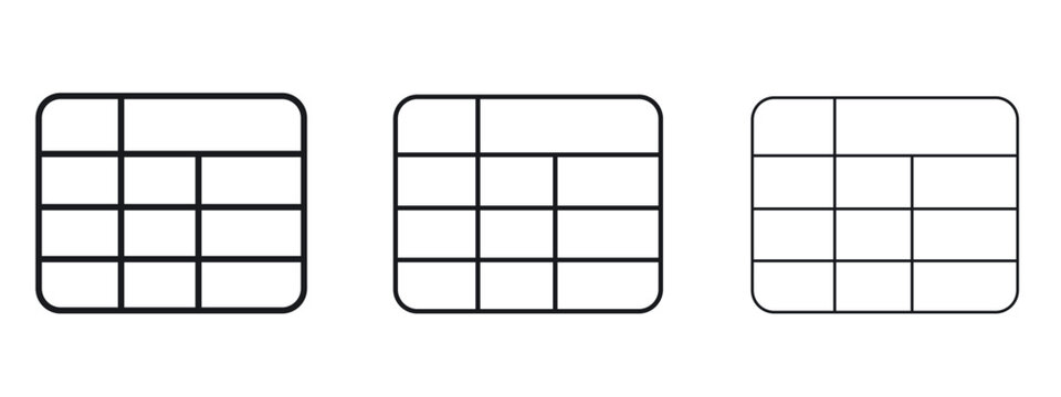 Table layout icon logo black pictogram set. Graphic simple vector icon