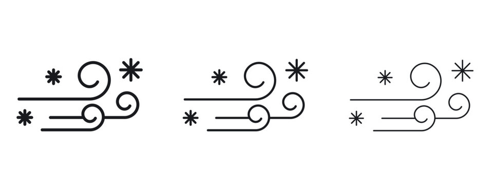 Snow blowing icon logo black pictogram set. Graphic simple vector icon