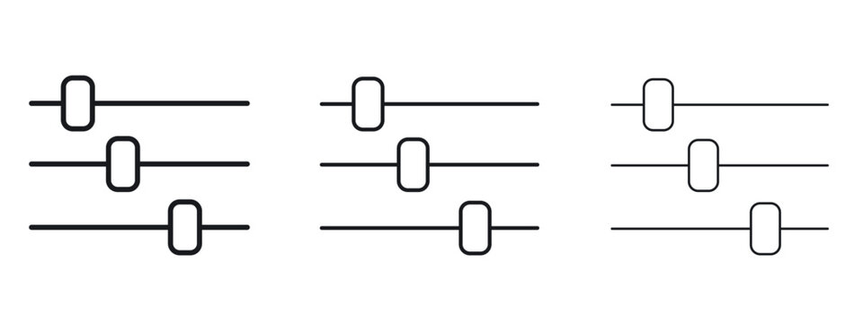 Settings sliders icon logo black pictogram set. Graphic simple vector icon