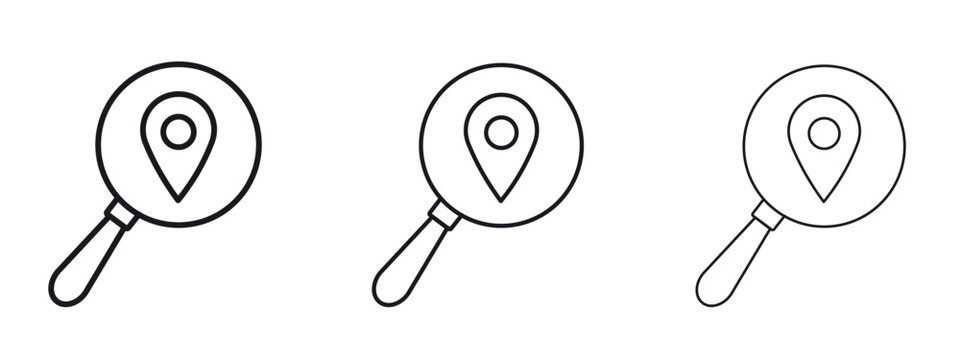 Search Location icon logo black pictogram set. Graphic simple vector icon