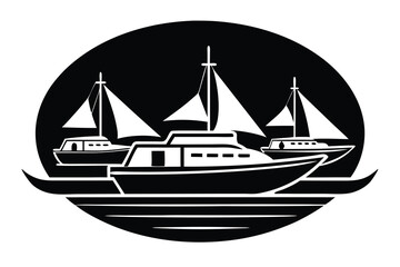 marina with yachts vector icon