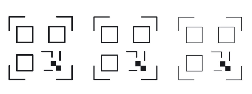 Qrcode icon logo black pictogram set. Graphic simple vector icon